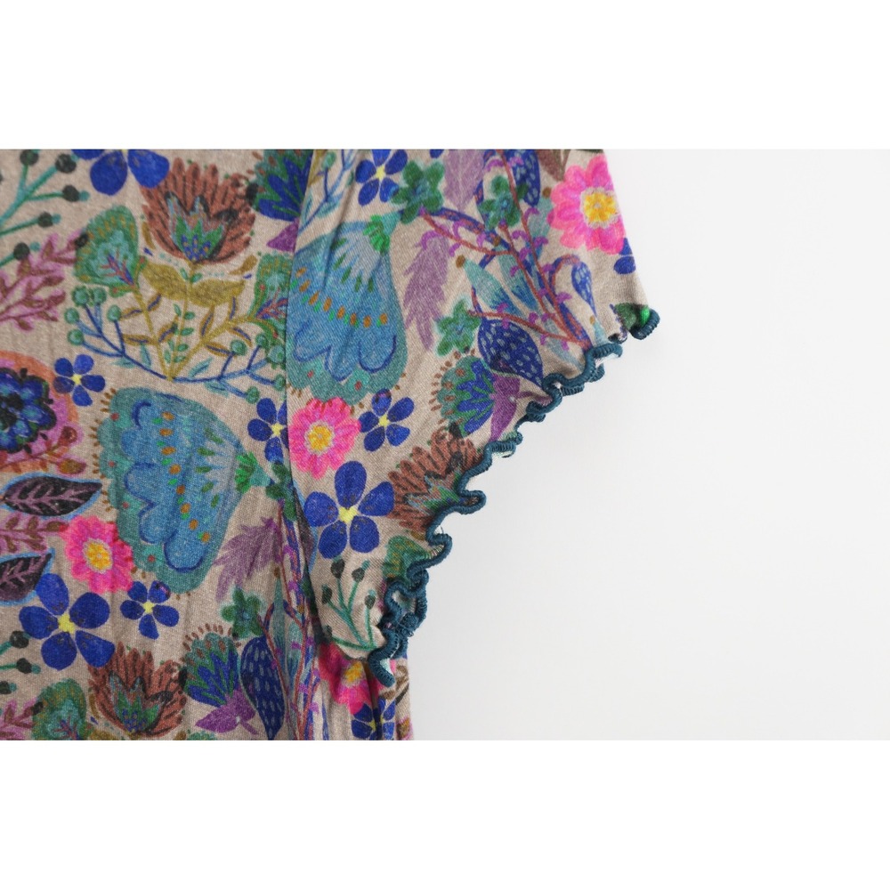 Natural Life T-Shirt Size M Multicolor Floral Lettuce Edge Trim Excellent - Picture 3 of 5
